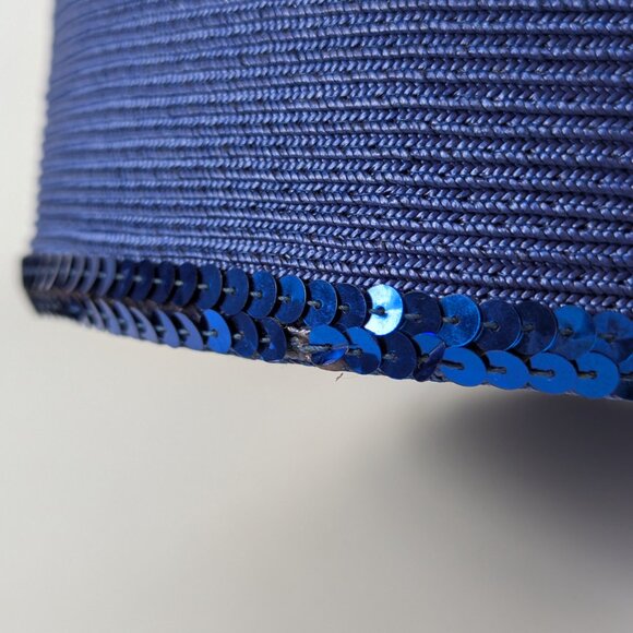 Vintage Mr Hi’s Bright Blue Sequin Flower Pillbox Hat Fancy Ladies Church Derby - Picture 4 of 11